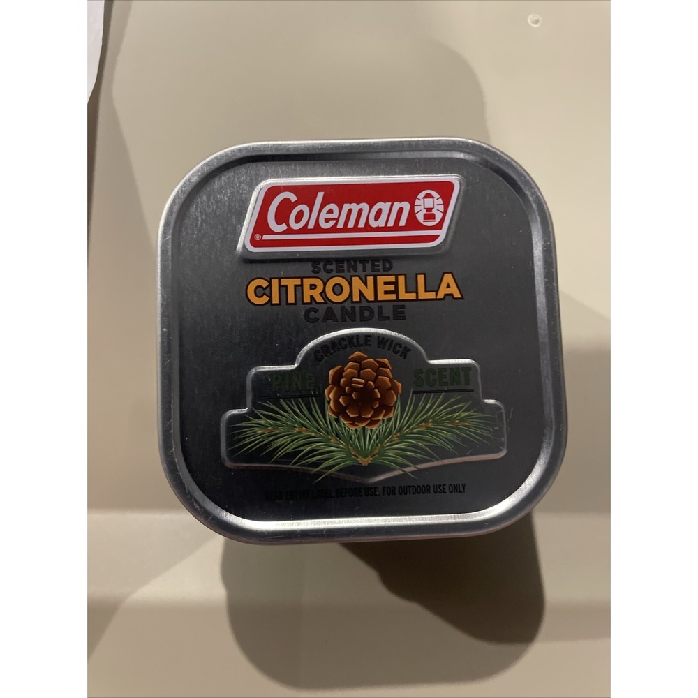 Coleman Pine Scented Citronella Candle with Wooden Crackle Wick - 6 oz, White